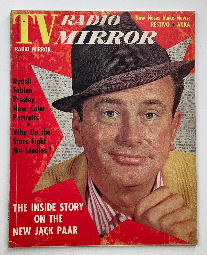 VTG TV Radio Mirror Magazine July 1960 featuring a portrait of Jack Paar on the cover, showcasing classic television history.