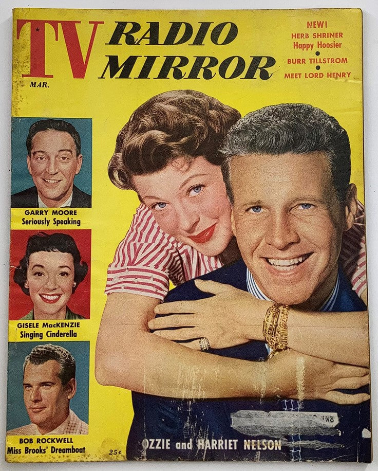 Vintage TV Radio Mirror Magazine March 1955 Ozzie and Harriet Nelson, Gary Moore