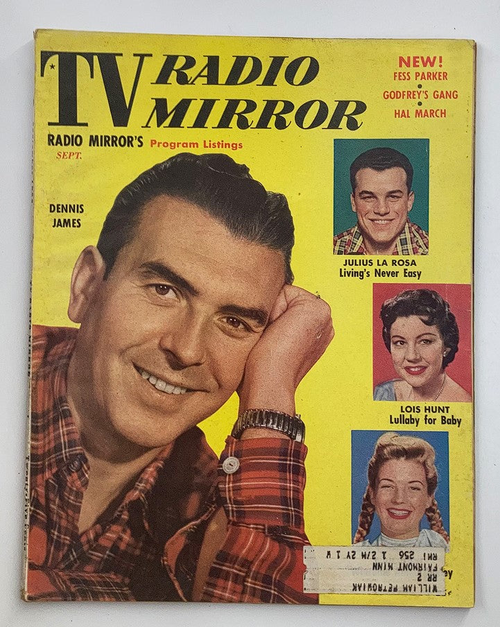 VTG TV Radio Mirror Magazine September 1955 Cover featuring a portrait of Dennis James, showcasing vintage television culture.