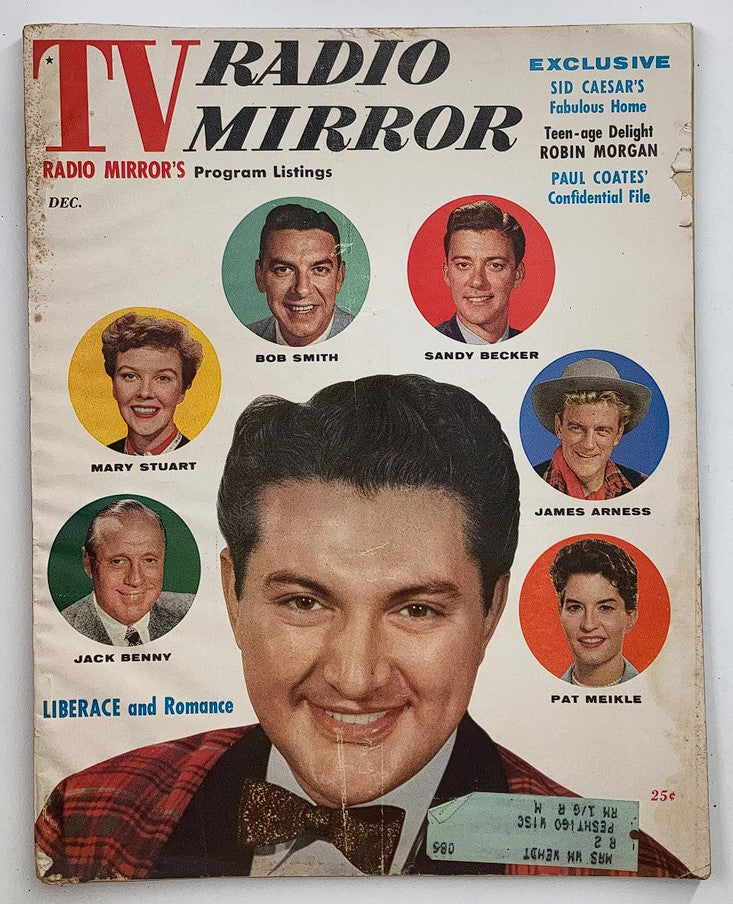Vintage TV Radio Mirror Magazine December 1955 COver Portrait of Liberace