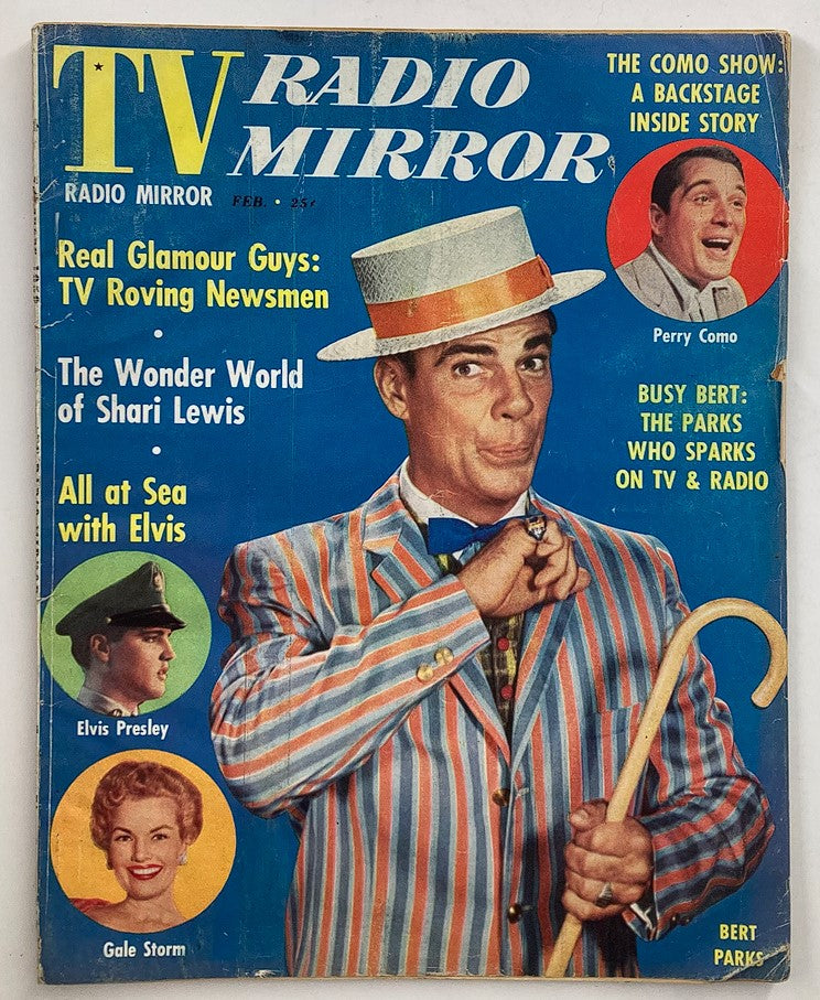 Cover of VTG TV Radio Mirror Magazine February 1959 featuring a portrait of Bert Parks, showcasing retro design and nostalgic vintage media.