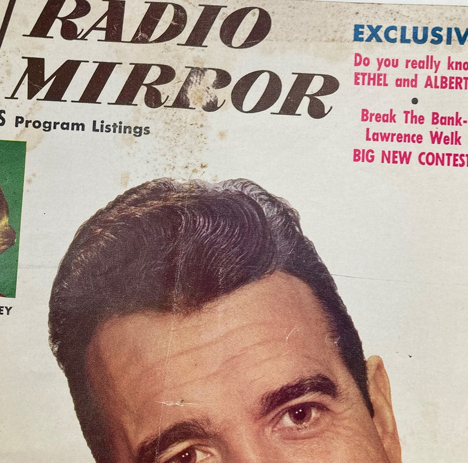 Close-up of the VTG TV Radio Mirror Magazine cover from October 1955 highlighting Tennessee Ernie Ford's portrait and additional featured content.