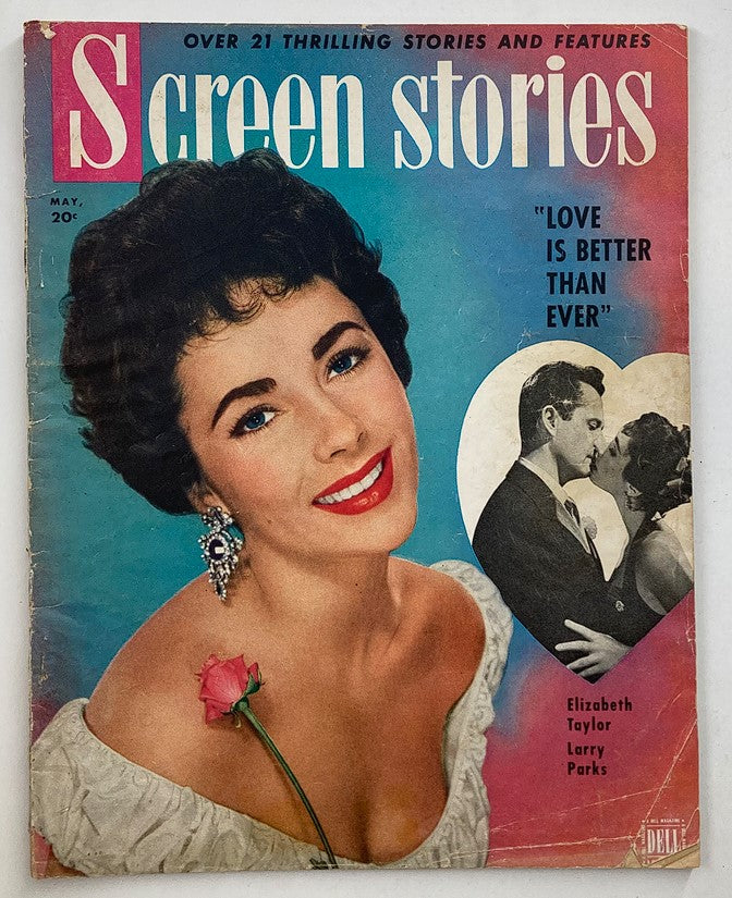 VTG Screen Stories Magazine May 1952 Vol 47 #5 featuring Elizabeth Taylor on the cover, showcasing vibrant colors and classic Hollywood charm.