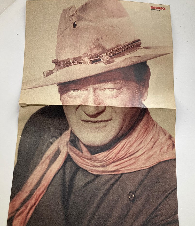 VTG Bravo Magazine July 19 1979 #30 featuring a portrait of John Wayne in hat and scarf, iconic Western look.