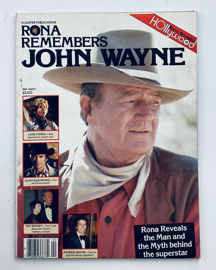 Cover of VTG Rona Barrett's Hollywood Magazine 1979 featuring 'Rona Remembers John Wayne' with a prominent image of John Wayne wearing a cowboy hat.