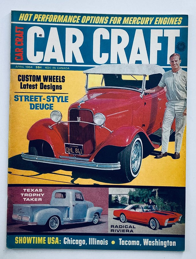 VTG Car Craft Magazine April 1964 Vol 11 #12 featuring a classic red convertible on the cover, showcasing custom wheels and street-style design, ideal for vintage car enthusiasts.