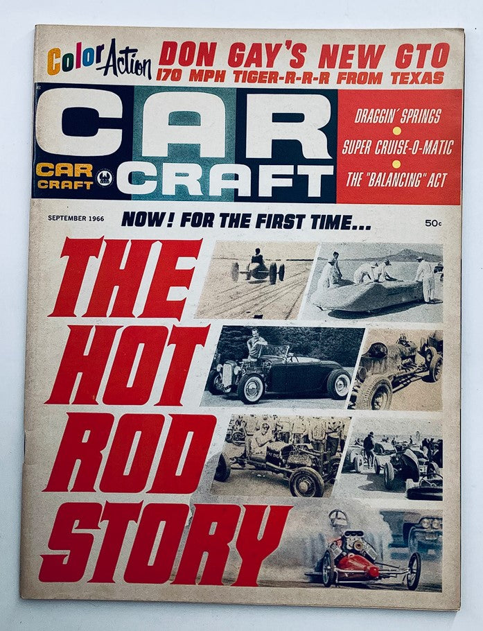 Cover of VTG Car Craft Magazine September 1966 Vol 14 #7 featuring 'The Hot Rod Story', showcasing classic hot rod images and vibrant graphics.