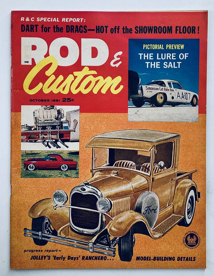 VTG Rod & Custom Magazine October 1961 cover featuring Jolley's 'Early Days' Ranchero, showcasing vintage automotive design and classic car culture.