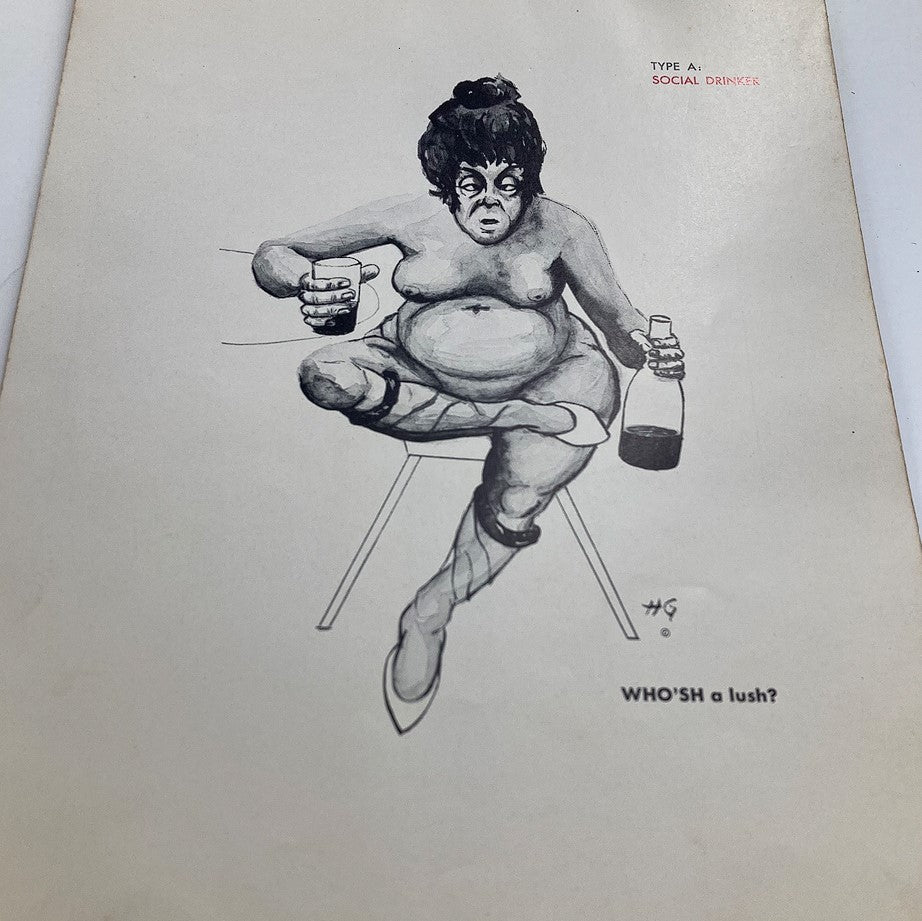 VTG 1966 Wives Are For Living Novelty interior page illustration depicting a humorous character, showcasing the quirky and nostalgic style of the era.