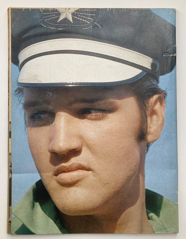 Image of Elvis Presley in uniform featured in the VTG 1977 Teen Bag Magazine, displaying a close-up of his face while wearing a military cap.