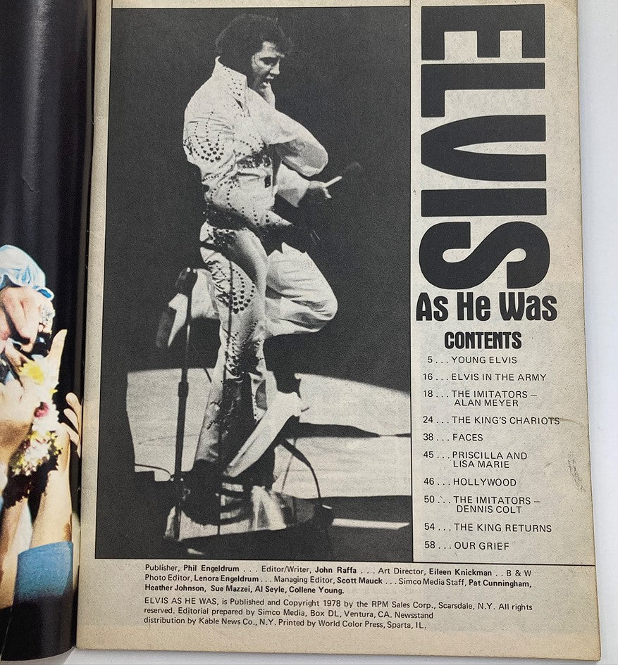 VTG 1978 Elvis Presley As He Was magazine featuring an image of Elvis performing on stage, showcasing his iconic style and stage presence.