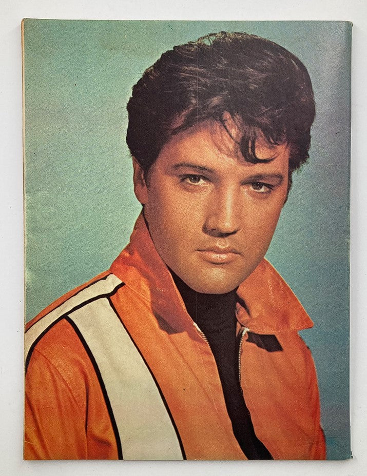 VTG Manor Magazine 1977 featuring The Life and Death of Elvis Presley, showcasing a portrait of Elvis in an orange jacket. Perfect for collectors and fans of vintage music memorabilia.