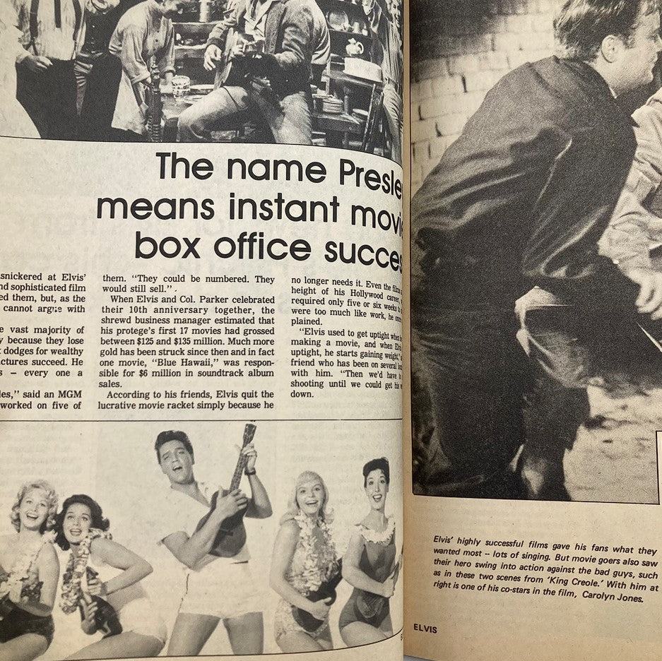 Article discussing the box office success of Elvis films, from the VTG The National Tattler Magazine May 1976 Elvis Presley.