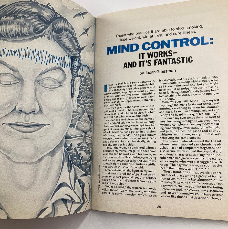 Article page from VTG Forum Magazine February 1978 Vol 7 #5 showcasing 'Mind Control: It Works—And It's Fantastic', discussing therapeutic practices.