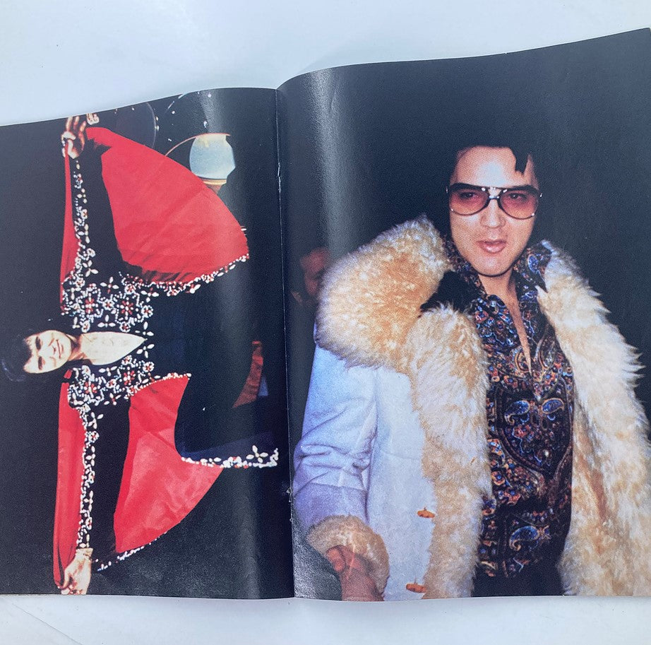 Spread from the VTG Modern Screen Yearbook 1982 featuring Elvis Presley in a stylish outfit, highlighting his iconic fashion and charisma.