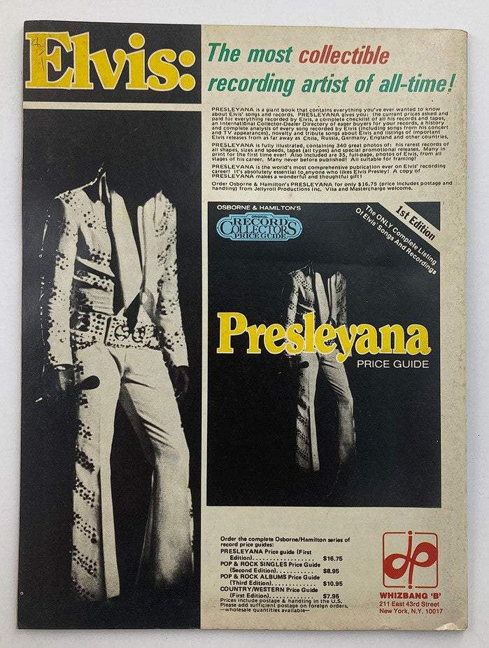 Cover of VTG Platinum Presents No. 8 1980 featuring Elvis Presley, showcasing his iconic style with a detailed price guide and vintage elements, perfect for collectors.