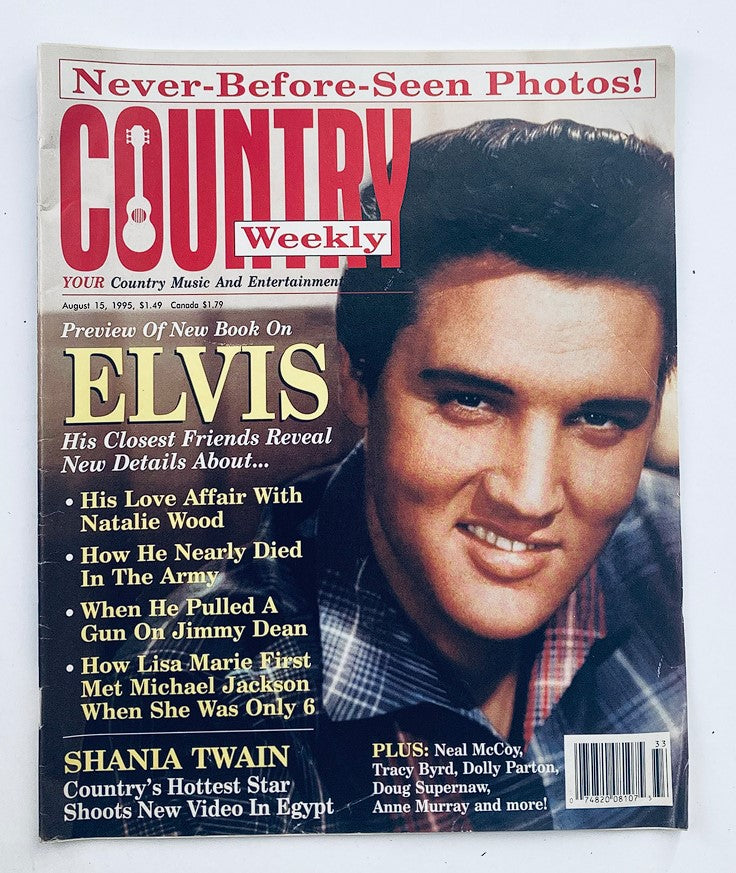 VTG Country Weekly Magazine August 15 1995 featuring Elvis Presley on the cover with headlines about his life and career details.