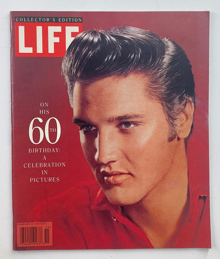 Cover of Life Magazine February 10, 1995, featuring Elvis Presley on his 60th birthday, highlighting the Collector's Edition with a striking portrait.