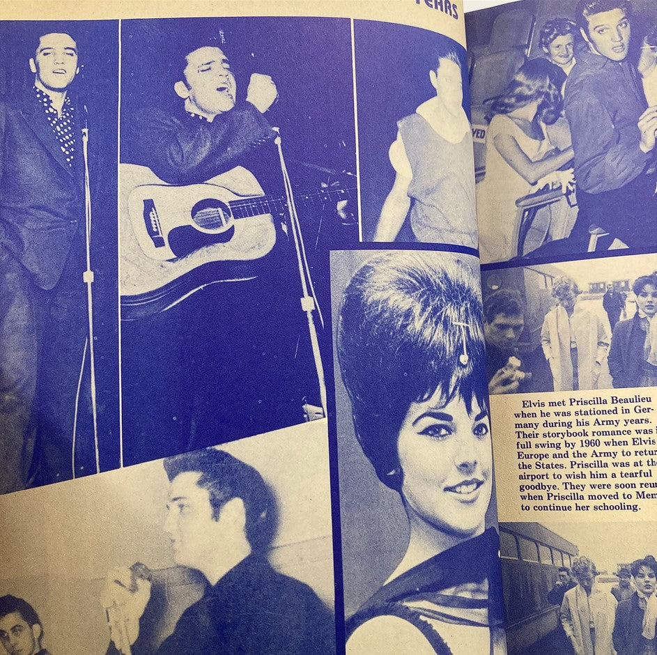 Another interior page of VTG Platinum Magazine 1979 #6 featuring historical images of Elvis Presley during key moments with Priscilla and friends.