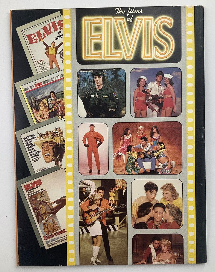 Cover of VTG Photoplay Presents Magazine 1982 Elvis Presley Memorial w Poster, displaying various images from Elvis's films, illustrating his diverse roles and enduring legacy in music and cinema.