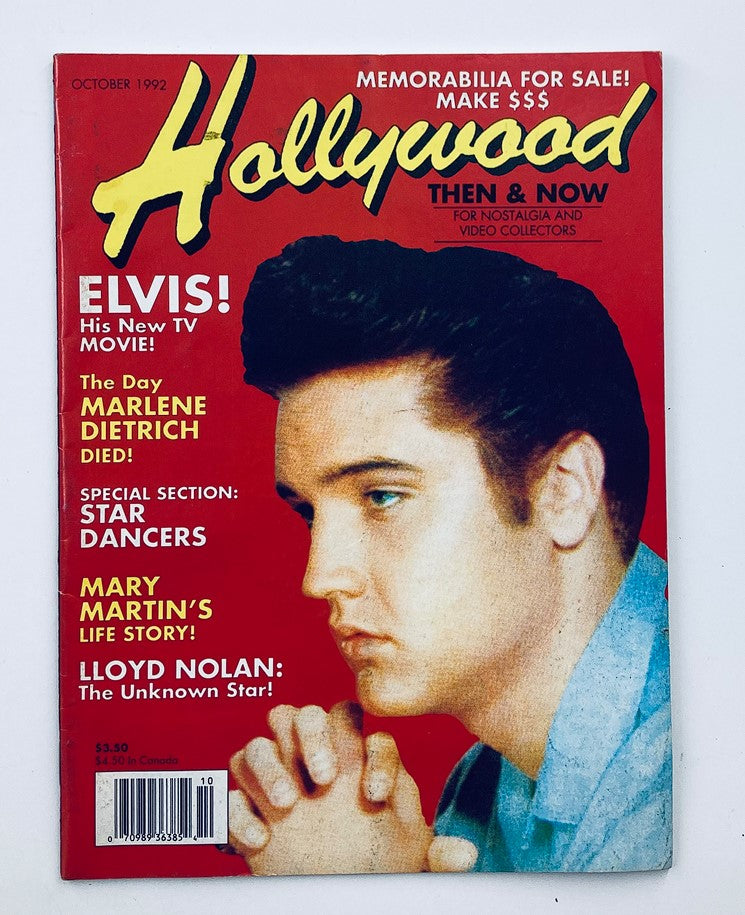 Cover of Hollywood Magazine Then & Now, October 1992, Vol 25 #8 featuring Elvis Presley with a side profile, capturing the essence of vintage pop culture.