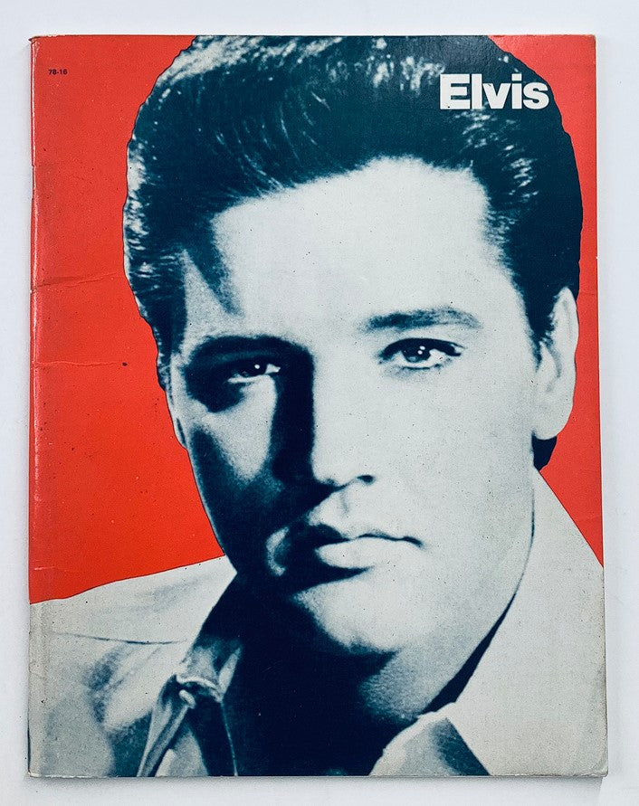 Vintage 1971 Elvis Presley Music Book Cover featuring a portrait of Elvis against a bright red background, showcasing the iconic artist's legendary image.
