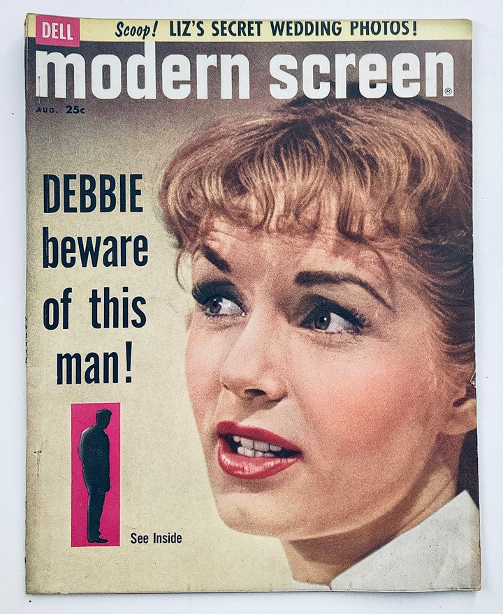 Cover of VTG Modern Screen Magazine August 1959 featuring Debbie Reynolds, showcasing classic Hollywood style and vintage design.