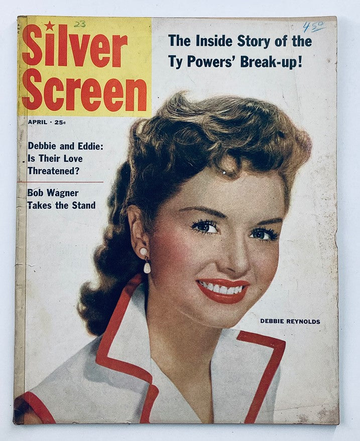 Cover of VTG Silver Screen Magazine April 1955, featuring Debbie Reynolds, highlighting the enchanting Hollywood glamour of the era.
