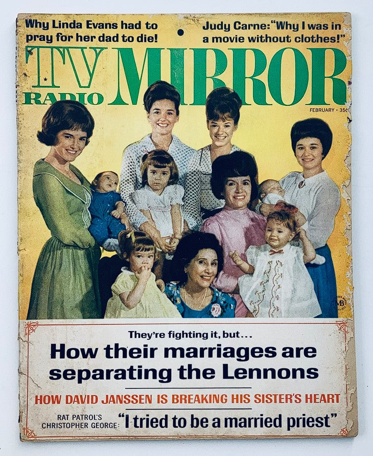 VTG TV Radio Mirror Magazine February 1967 cover featuring The Lennons, showcasing vibrant graphics and nostalgic headlines.