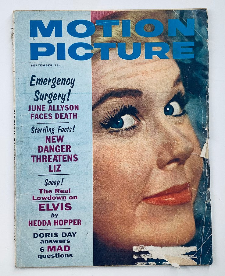 Cover of VTG Motion Picture Magazine September 1961 featuring an iconic image of Doris Day, showcasing the glamour of the 1960s cinema alongside headlines about other stars.
