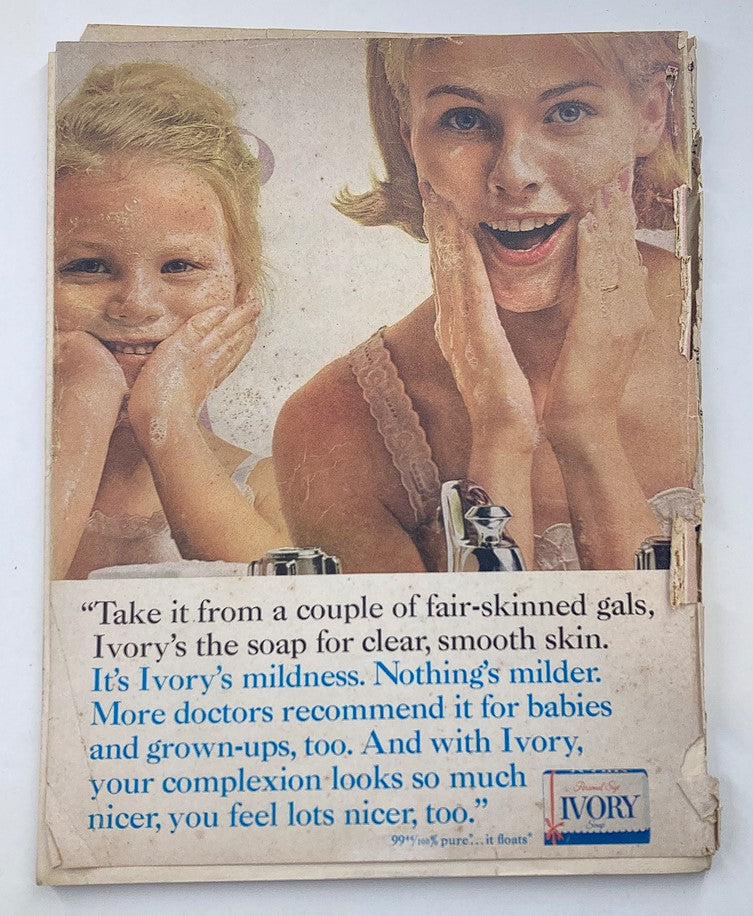 Ad page featuring Ivory soap with women washing their faces, from the VTG TV Radio Mirror Magazine April 1964, Vol 61 #5, highlighting vintage skincare products.