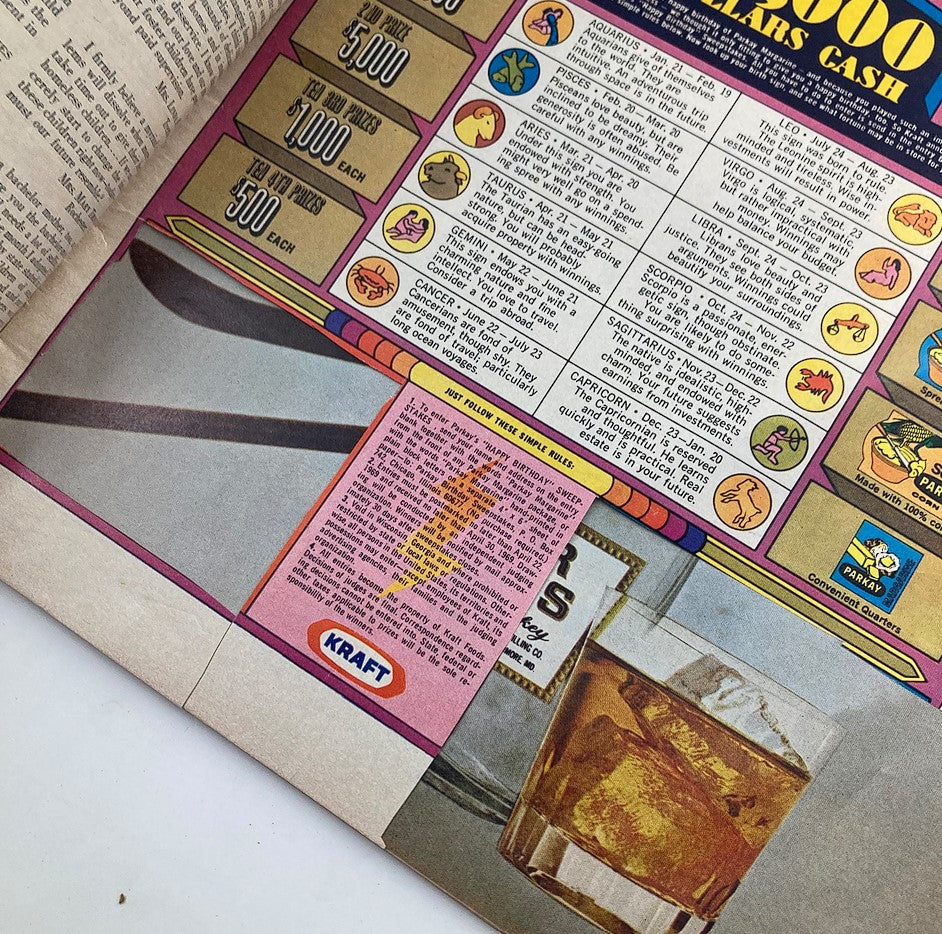 Interior page of the VTG Look Magazine March 18 1969 Vol 33 #6 displaying an advertisement related to Kraft with astrological themes.