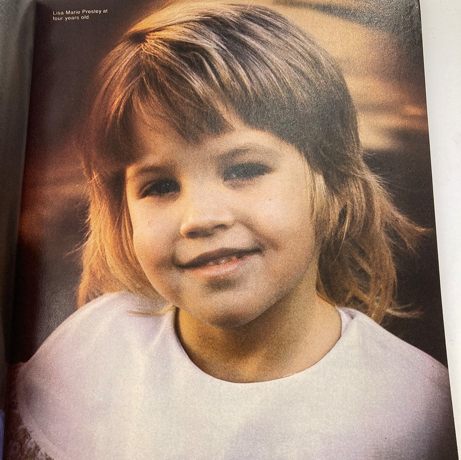 Lisa Marie Presley at four years old, depicted in VTG Ideal's Celebrity Series August 1979, smiling softly with her blond hair in a classic style.