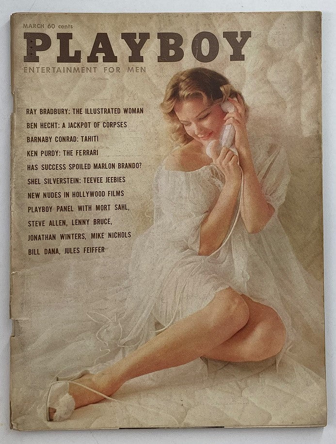 Vintage Playboy Magazine from March 1961 featuring Playmate Tonya Crews on the cover, showcasing classic pin-up photography and iconic pop culture elements from the 1960s.