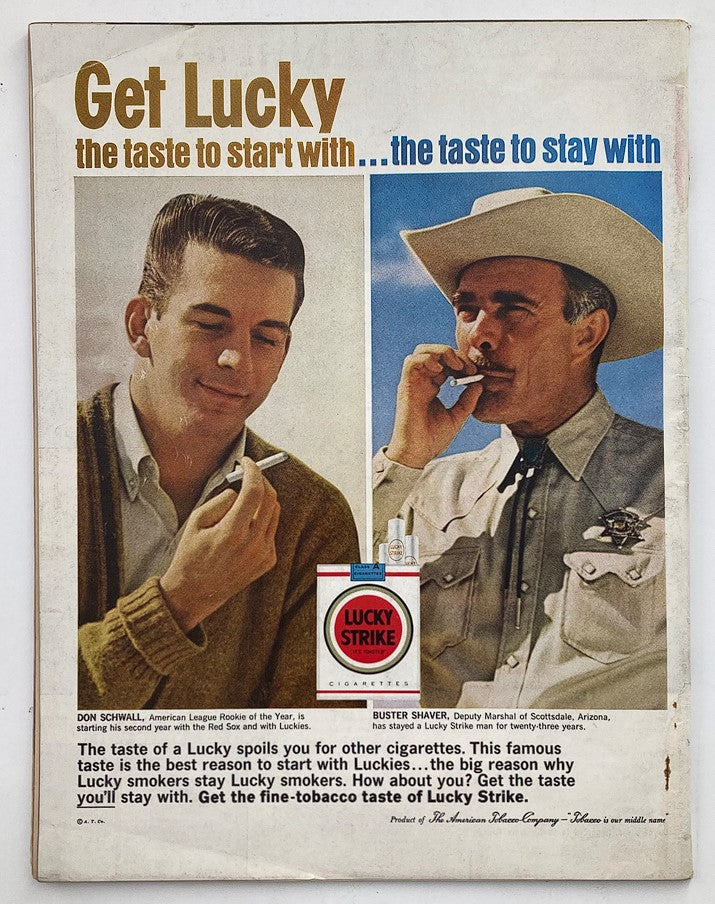 Advertisement page from VTG Life Magazine June 22, 1962 featuring Lucky Striker cigarettes, highlighting the appeal of the product with two individuals.