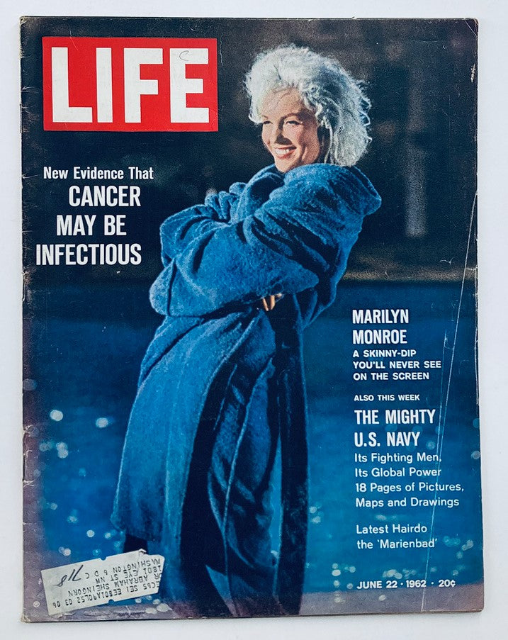 VTG Life Magazine June 22 1962 Vol 52 #25 featuring Marilyn Monroe on the cover, highlighting 'New Evidence That Cancer May Be Infectious.' A glimpse into 1960s pop culture.