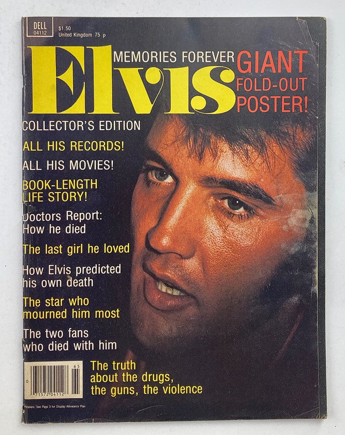 Cover of the VTG 1977 Elvis Presley Memories Forever Collector's Edition magazine, featuring a close-up of Elvis Presley with headlines about his music, movies, and life stories.