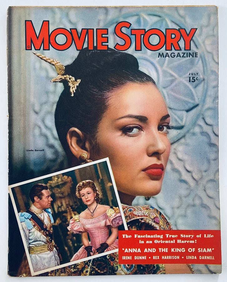 VTG Movie Story Magazine July 1946 Vol 21 #147 featuring a striking cover image of Linda Darnell, showcasing classic Hollywood glamour and the allure of mid-20th-century cinema.