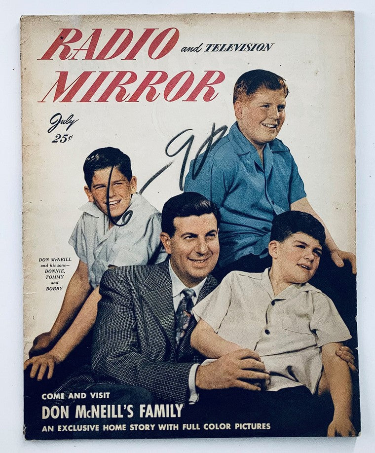 Cover of the VTG Radio & TV Mirror Magazine from July 1948, featuring Don McNeil and his sons, highlighting vintage family entertainment memorabilia.