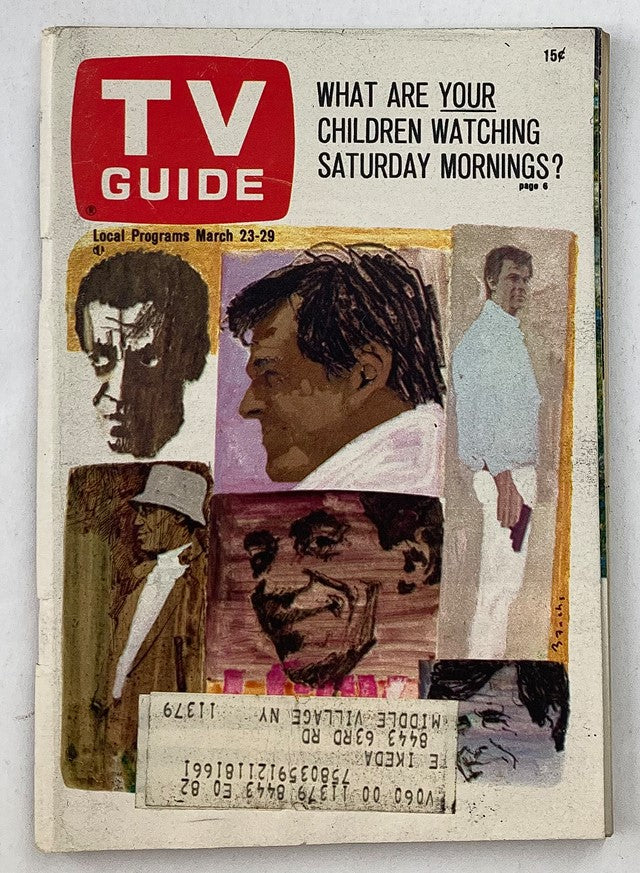 TV Guide Magazine March 23 1968 #782 featuring a cover illustration with Bill Cosby and Robert Culp, highlighting cultural television history of the 1960s.