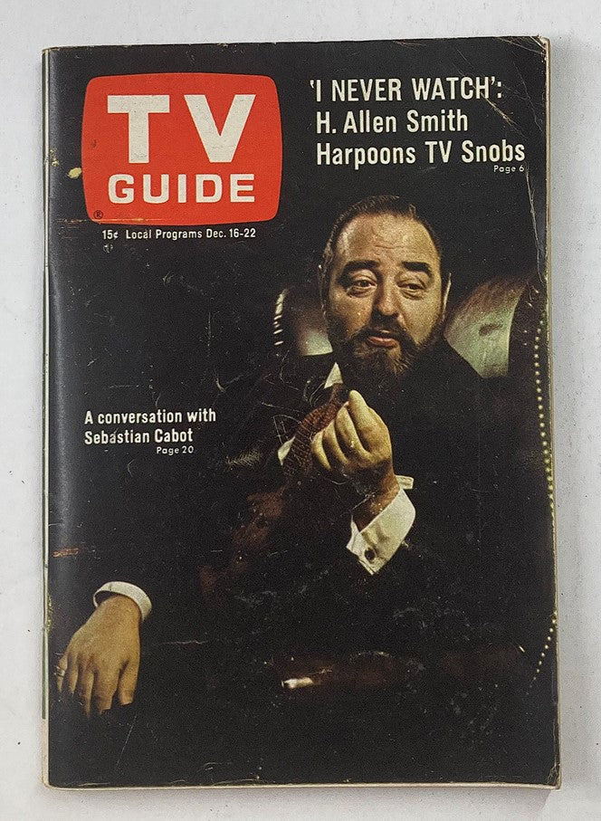 TV Guide Magazine December 16 1967 featuring Sebastian Cabot, showcasing classic television nostalgia with a vintage cover image.