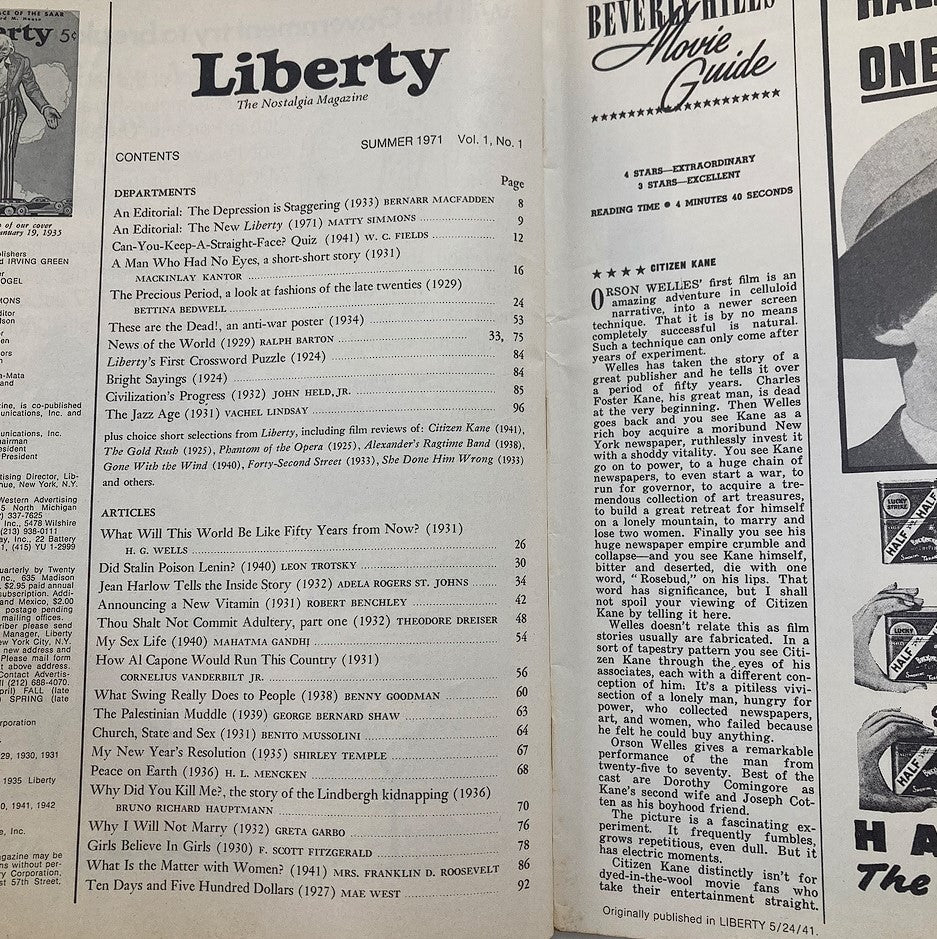 Vintage Liberty Magazine Summer 1971 How Al Capone Would Run This Country No Label