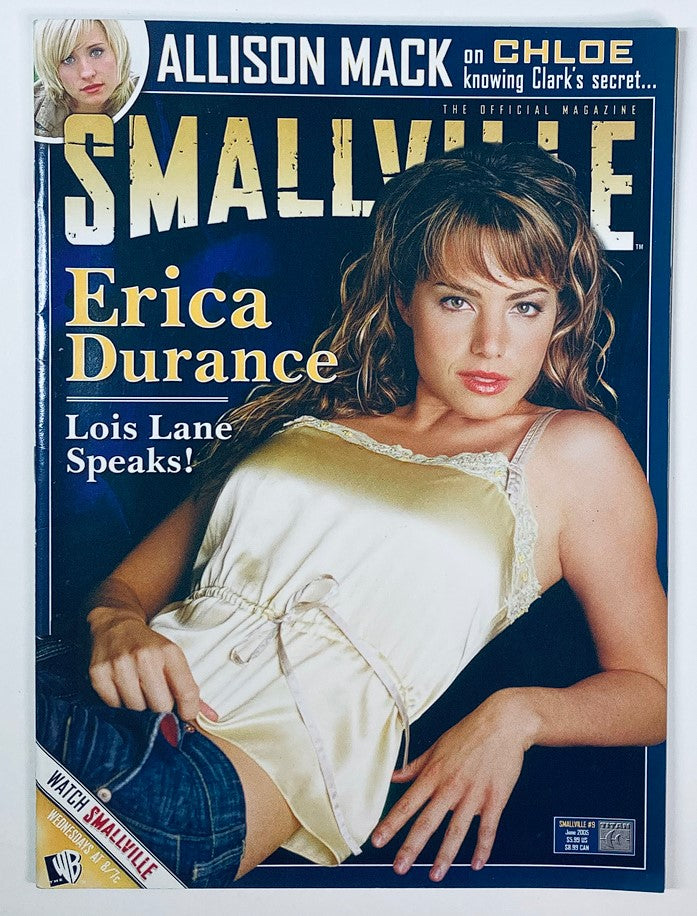 Smallville Magazine June 2005 #9 featuring Erica Durance on the cover, highlighting her role as Lois Lane, with a focus on vintage television memorabilia.