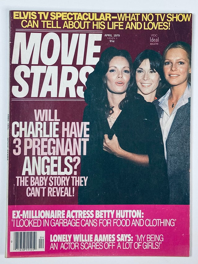 Cover of VTG Movie Stars Magazine from April 1979, featuring Willie Aames and Betty Hutton, with headlines including 'Will Charlie Have 3 Pregnant Angels?' and 'Elvis TV Spectacular'.