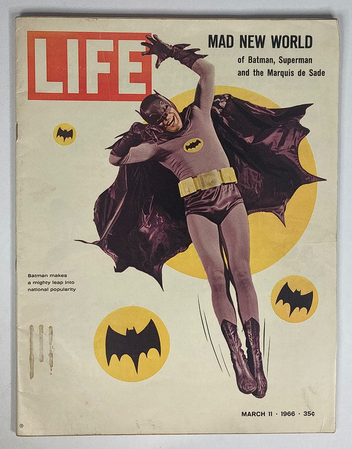 Cover of Life Magazine, March 11, 1966, featuring Batman and his mighty leap in popularity