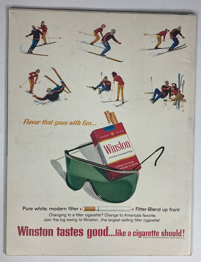VTG Life Magazine February 21 1964 advertisement for Winston cigarettes, highlighting a skiing theme.
