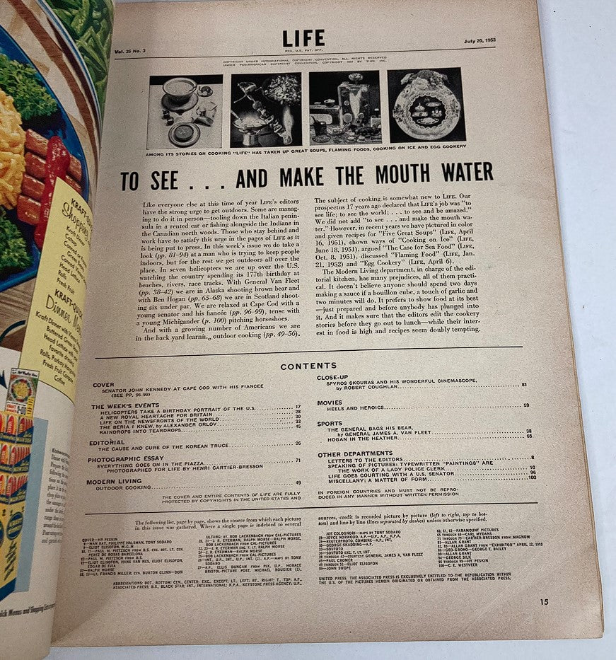 Life Magazine July 20 1953 Vol 35 #3 Featuring Senator John F. Kennedy & Jackie Bouvier