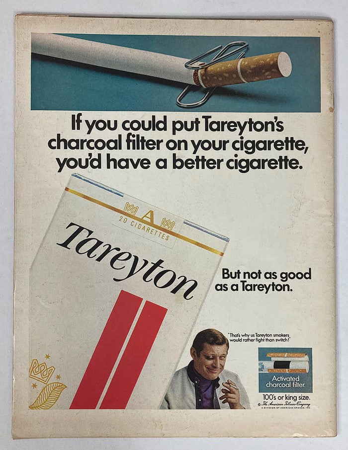 Back cover of VTG Life Magazine August 8 1969 featuring an advertisement for Tareyton cigarettes, showcasing vintage marketing of the era.