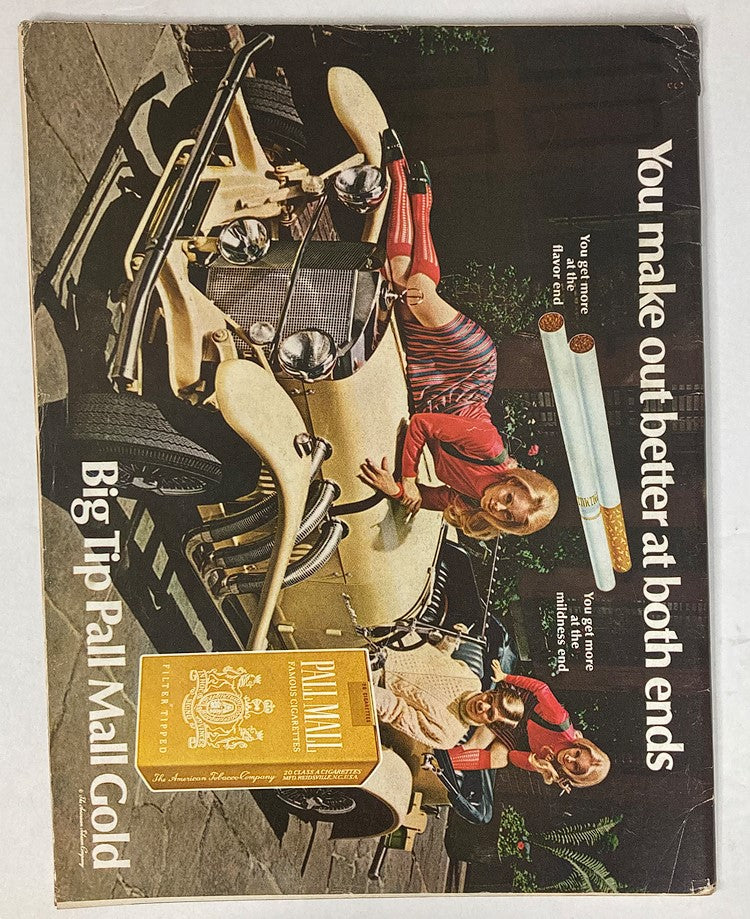 Back cover advertisement of Life Magazine, November 22, 1968, promoting Pall Mall cigarettes with an eye-catching design. This issue also features 'The Search for a Black Past' related to Negro History.