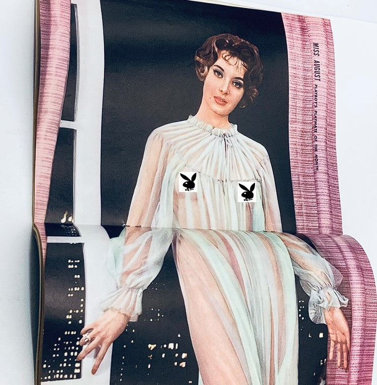 VTG Playboy Magazine August 1959 Centerfold showcasing Clayre Peters, presenting vintage glamour and artistry, ideal for collectors and enthusiasts.